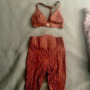 Brown and wild red bra and tight set from the Icy Park collection.